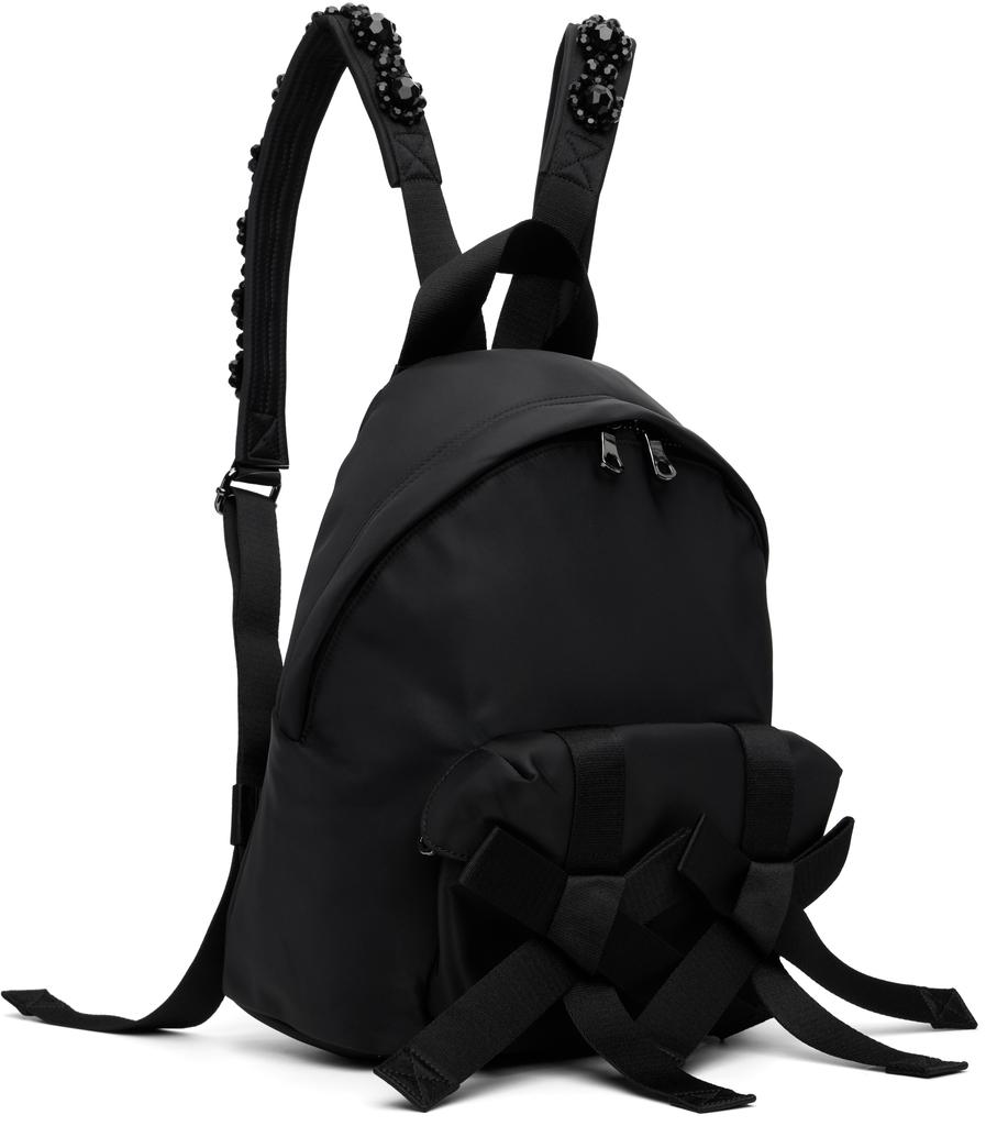 Simone Rocha Black Beaded Utility Bow Backpack