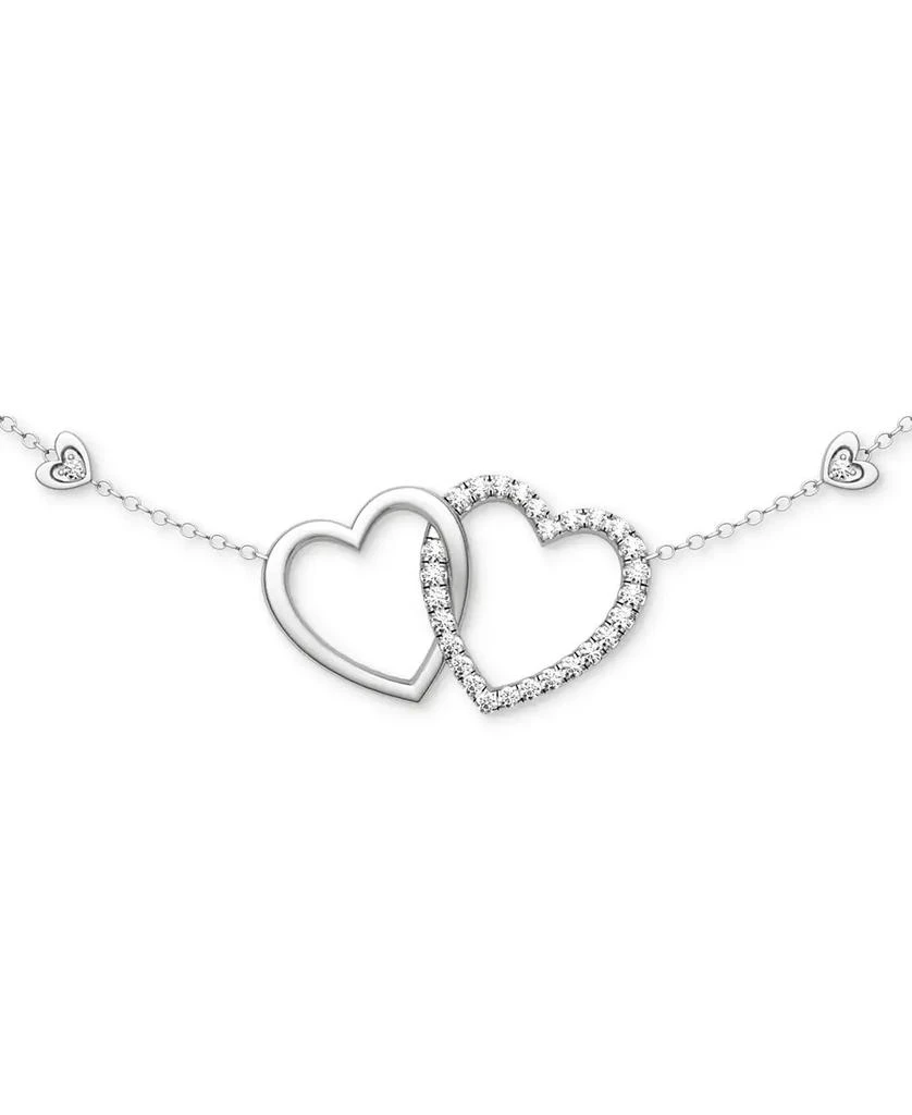 Charles & Colvard Moissanite Linked Hearts Pendant Necklace (3/8 ct. t.w.) in Sterling Silver, 18" 1