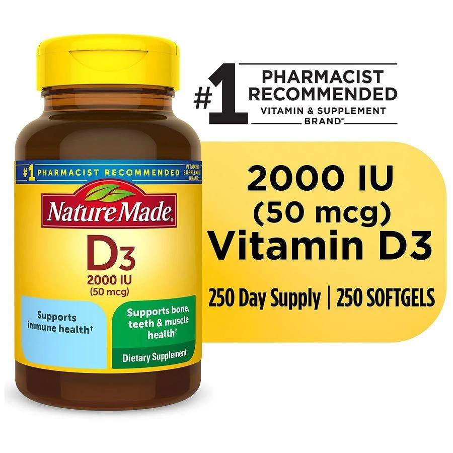 Nature Made Vitamin D3 2000 IU (50 mcg) Softgels 7