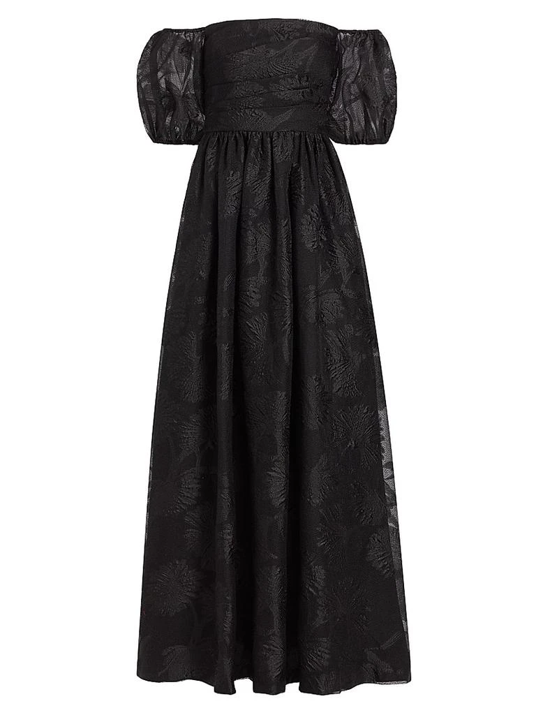 ml Monique Lhuillier Women's Organza Jacquard Off-The-Shoulder Gown - Black - Size 4