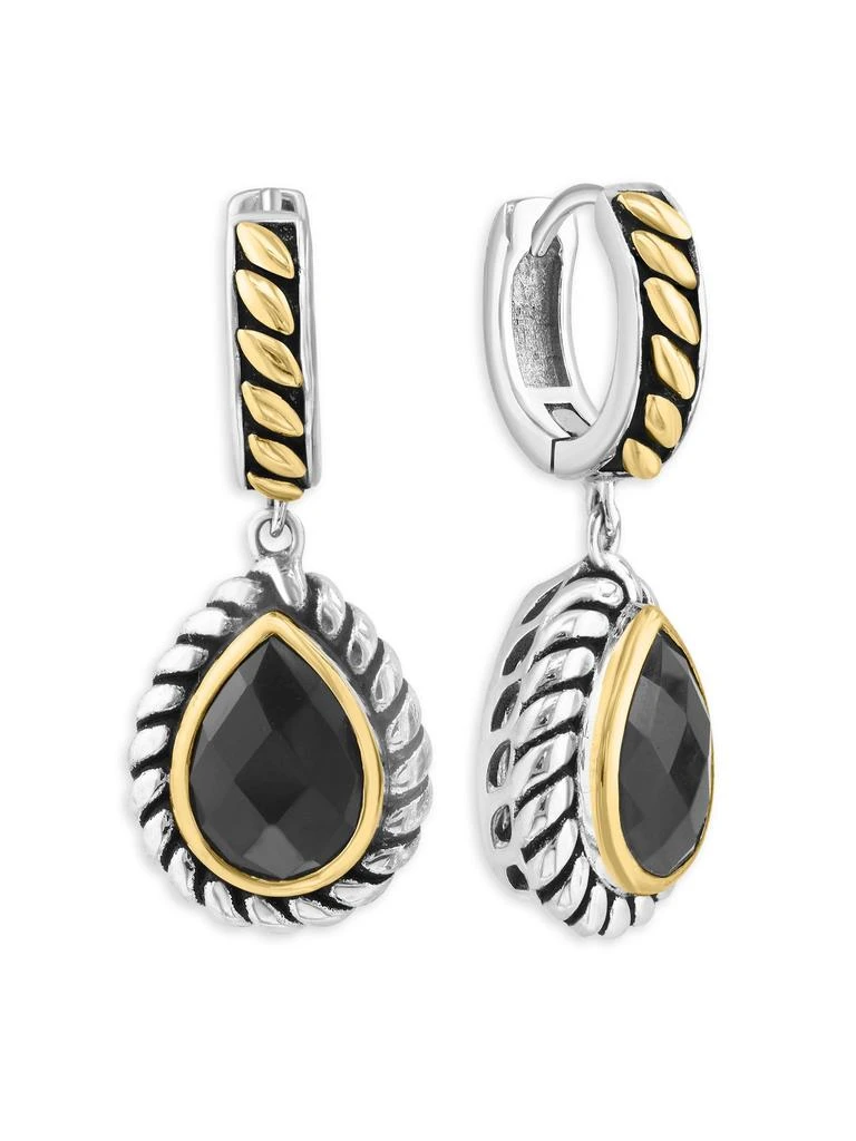 Effy ENY Sterling Silver, 18K Yellow Gold 
Onyx Drop Earrings