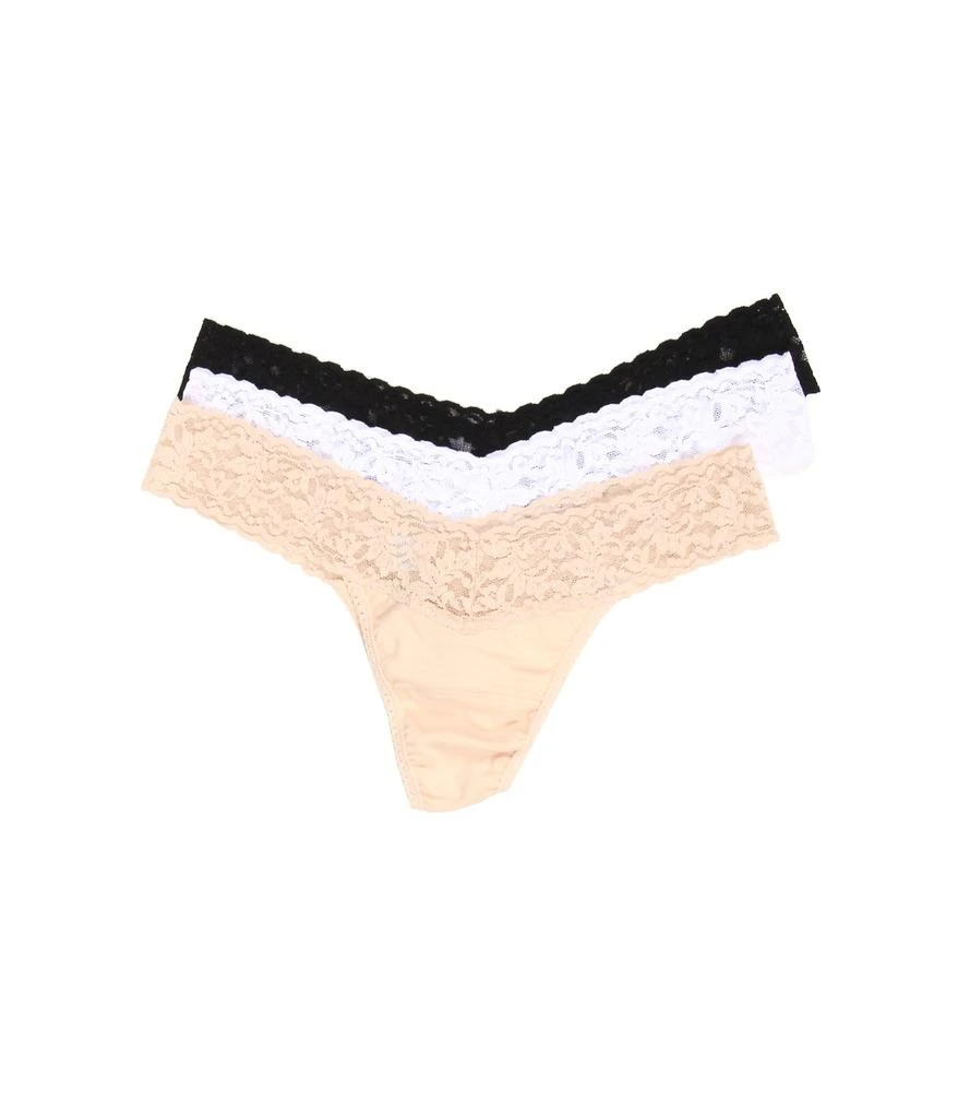 Hanky Panky Organic Cotton Low Rise Thong w/ Lace 3-Pack 1