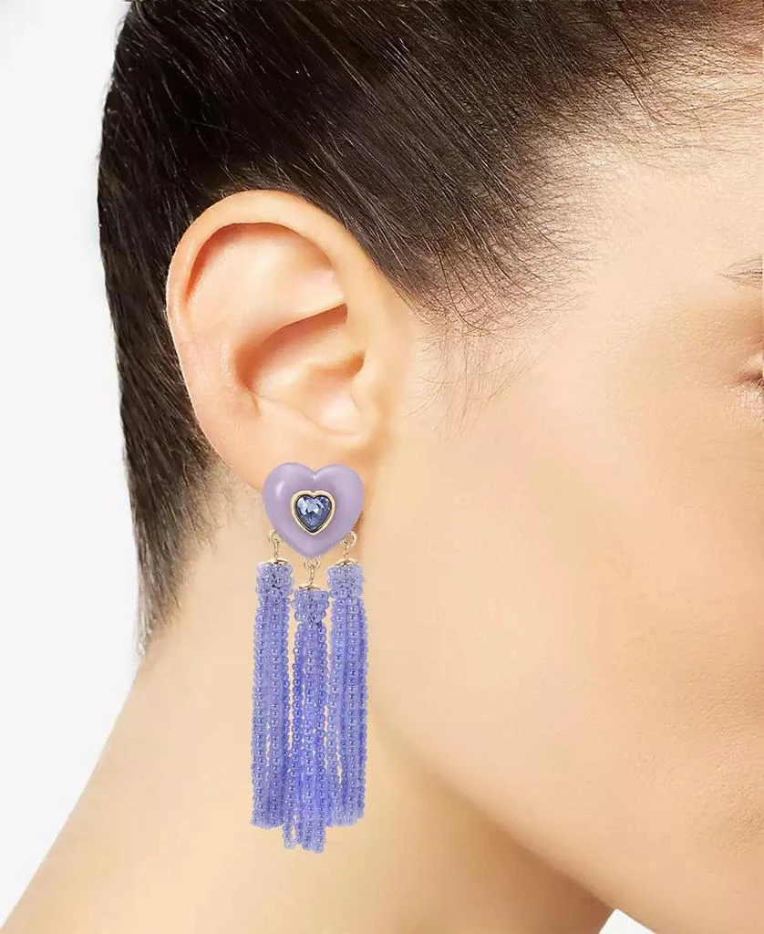 On 34th Gold-Tone Crystal Heart 
Beaded Fringe Drop Earrings, Created for Macy
s 2