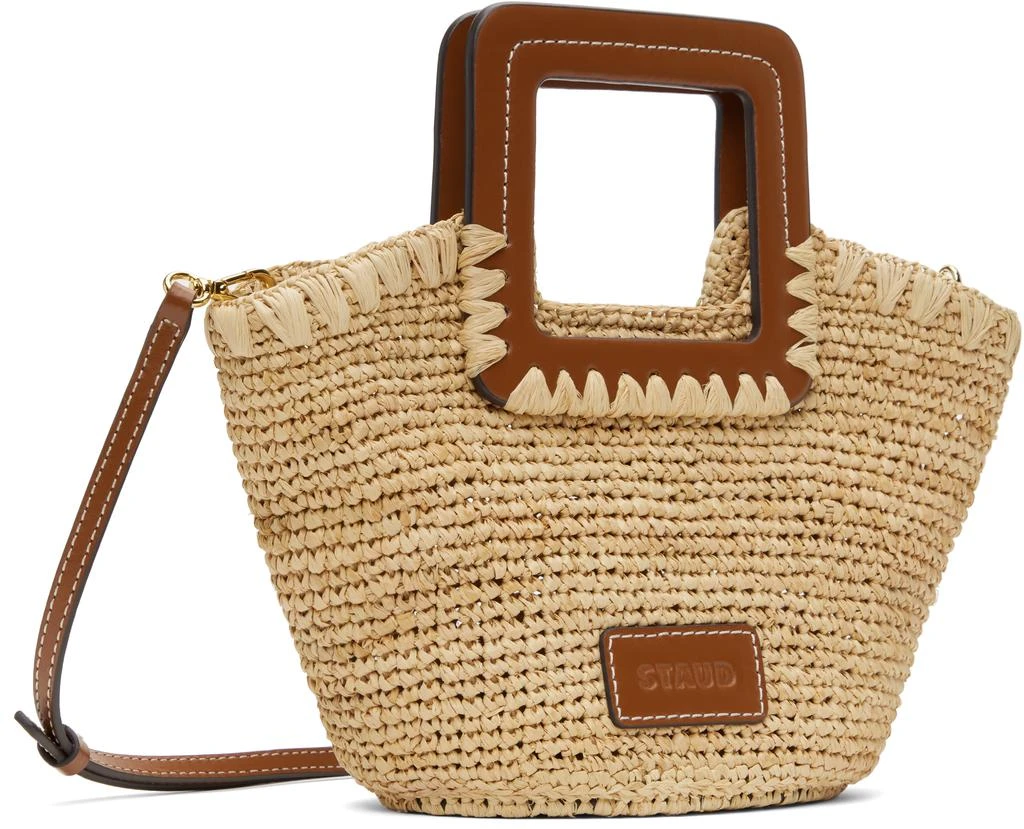 Staud Beige & Tan Shirley Raffia Mini Bucket Bag 3