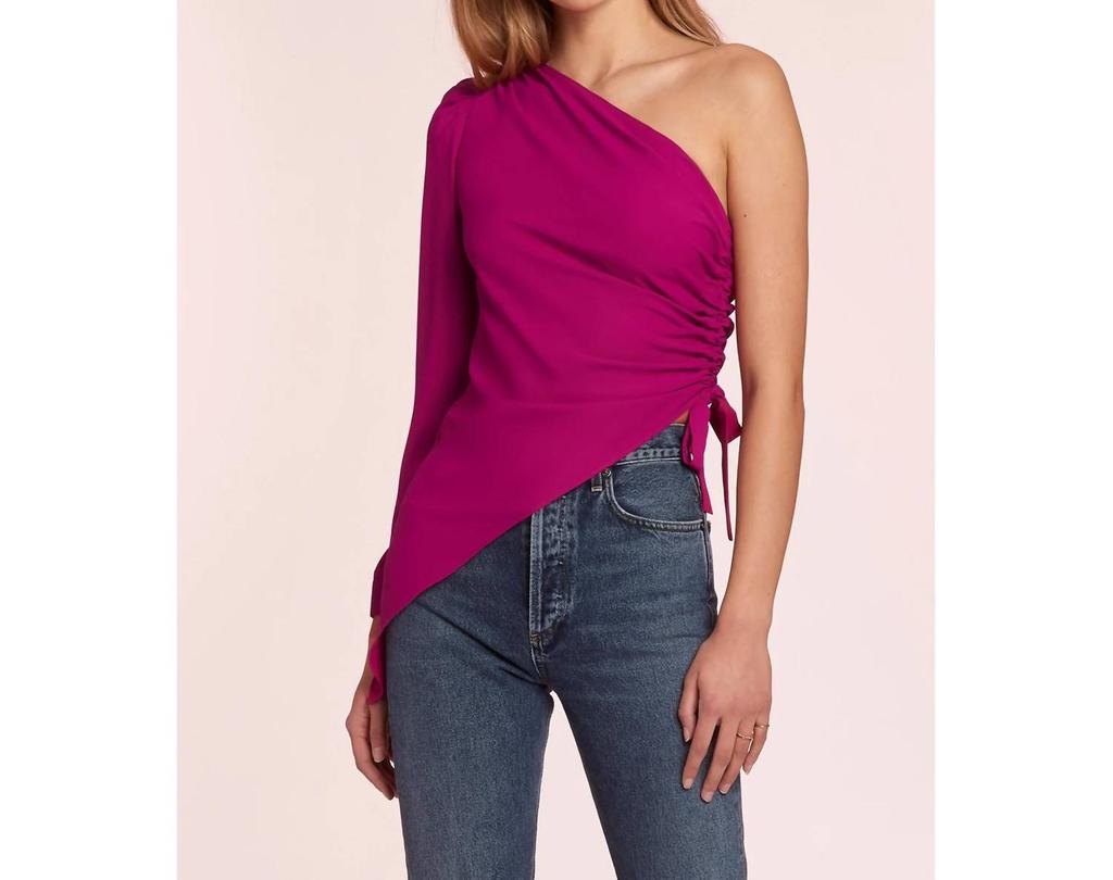 Amanda Uprichard Maryclare One Shoulder Long Sleeve Top In Magenta