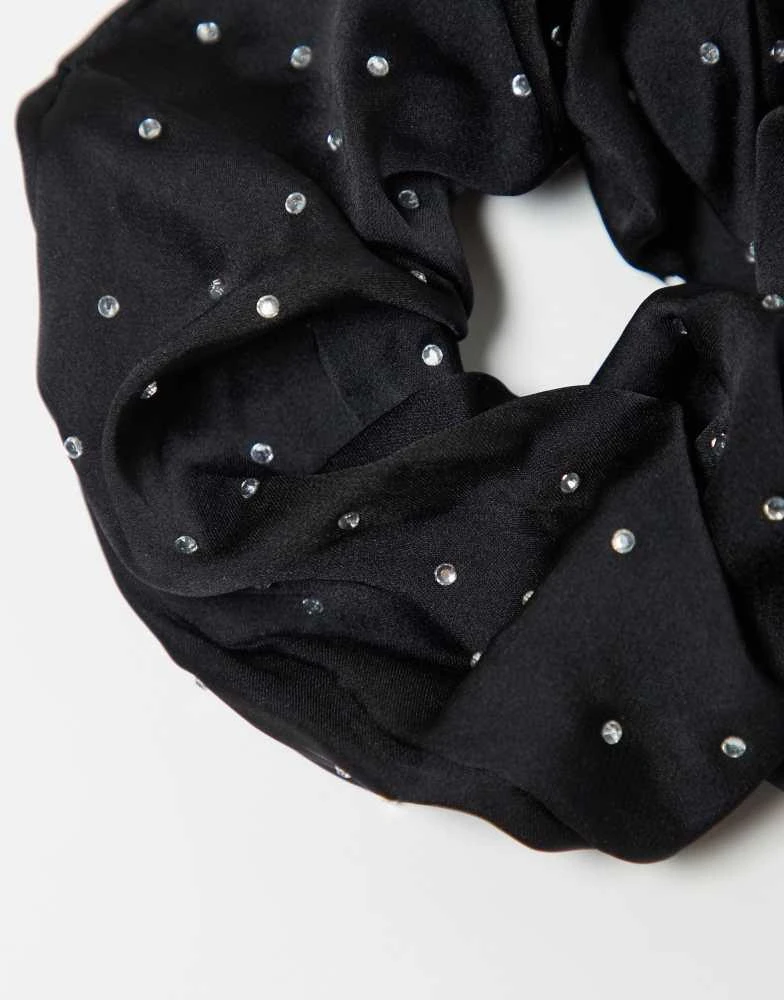 Kitsch Kitsch Fabric Rhinestone Scrunchie 1 Pack - Black 4