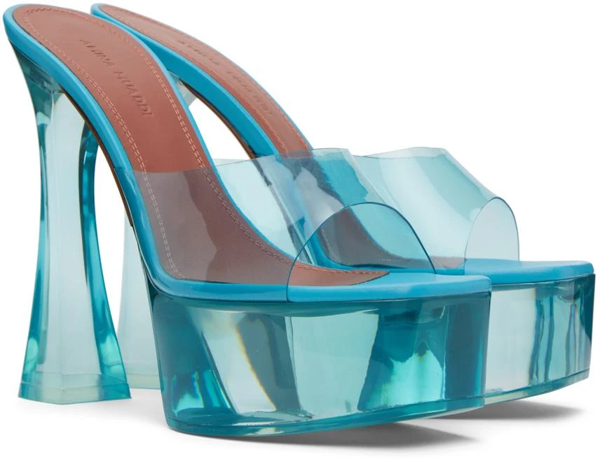 Amina Muaddi Blue Dalida Glass Plateau Heeled Sandals 4