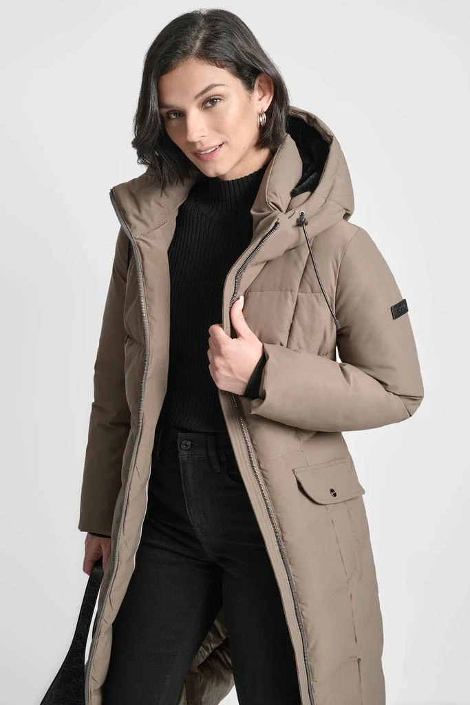DKNY BOX QUILT LONG PUFFER WITH BELT Coats Free Shipping