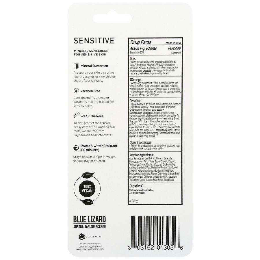 Blue Lizard Sensitive Mineral Sunscreen Stick - SPF 50+ Unscented