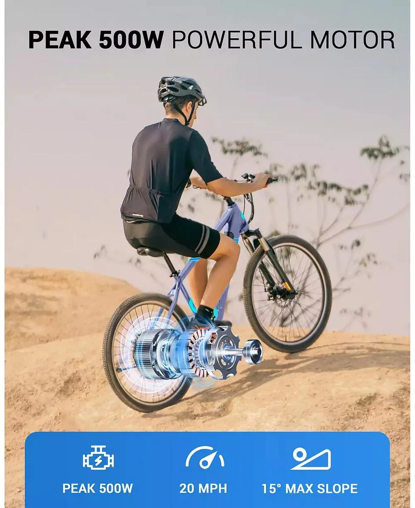 Gyroor 350W Electric Bike 26" Electric Mountain Bike for Adults, 36V Built-in Hidden Removable Battery with Shimano 7 Speed City Commuter Bike for Man Woman 3