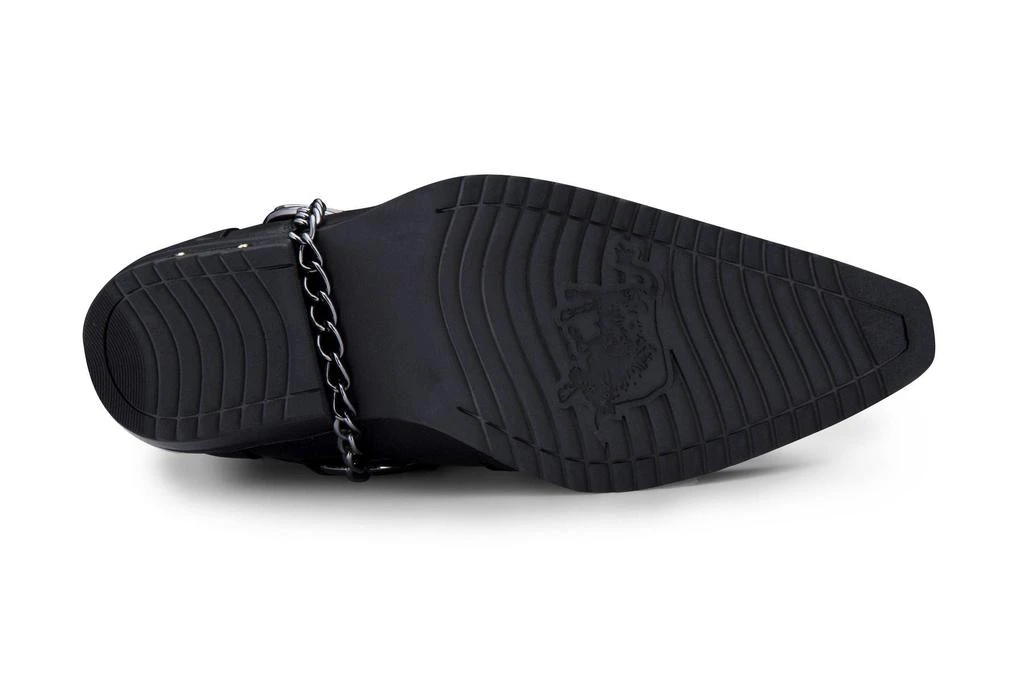 Infinity Leather Men's Black Leather Metal Chain Winklepicker Cowboy Shoes 2
