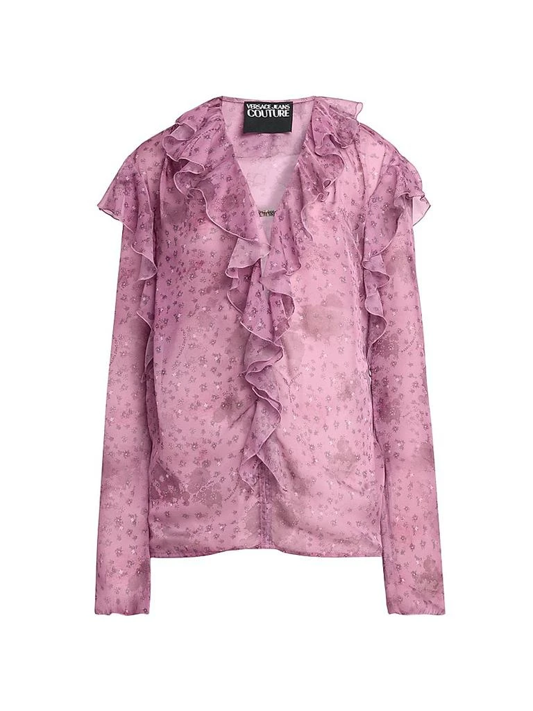 Versace Floral Chiffon Ruffle Shirt