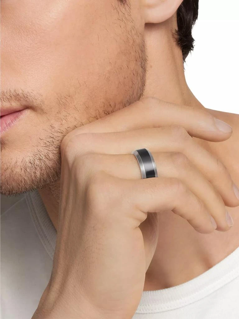 David Yurman Beveled Band Ring in Grey Titanium with Black Titanium 7