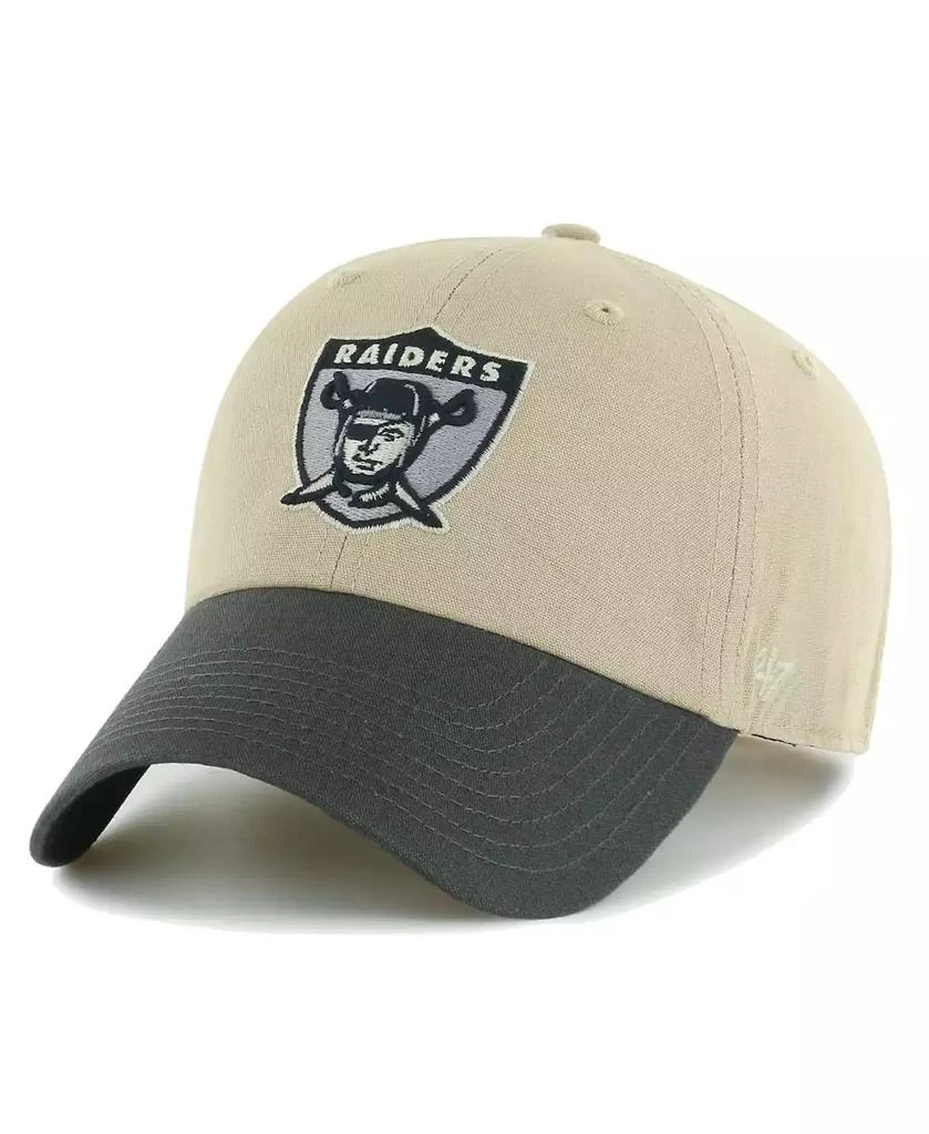 47 Brand Men's Khaki, Charcoal Las Vegas Raiders Ashford Clean Up Adjustable Hat 3