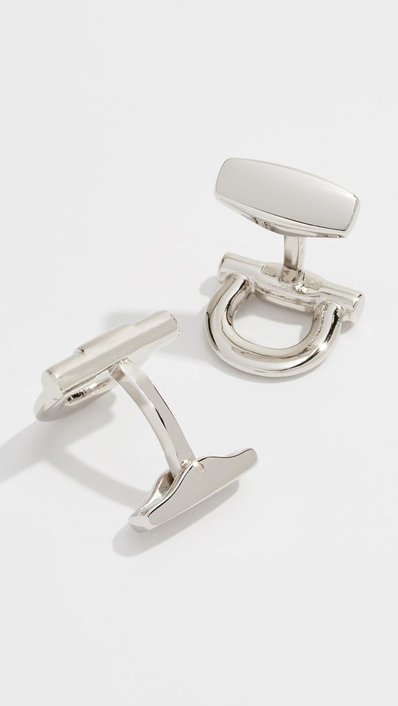 Salvatore Ferragamo Silver Nickel Flip Gancio Cufflinks