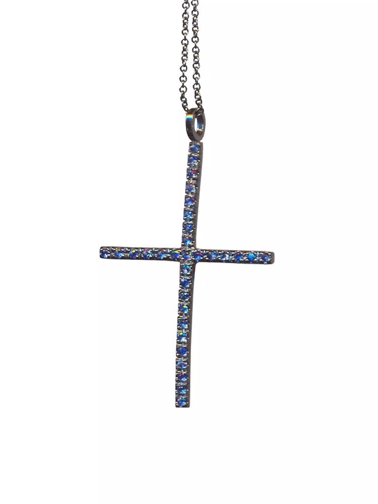 Ileana Makri 18K White Gold & Blue Sapphire Cross Pendant