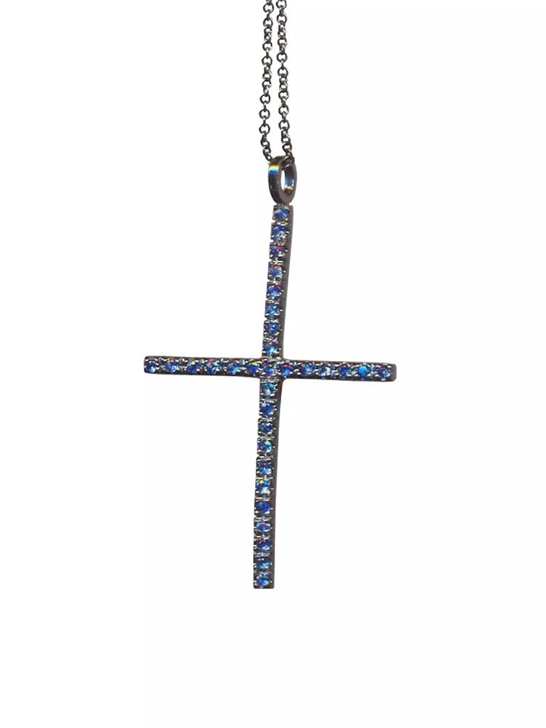 Ileana Makri 18K White Gold & Blue Sapphire Cross Pendant 1