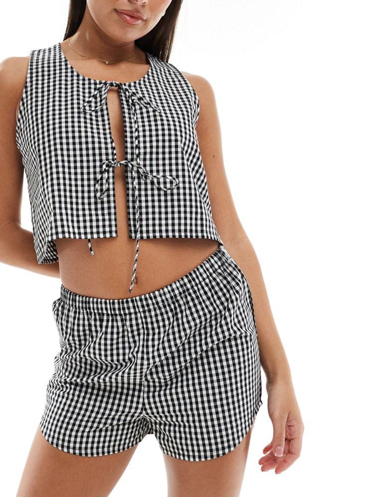 Luna Luna gingham vest and short pyjama set in black