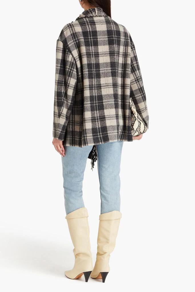 MARANT ÉTOILE Flemingli fringed checked wool-blend felt coat 3