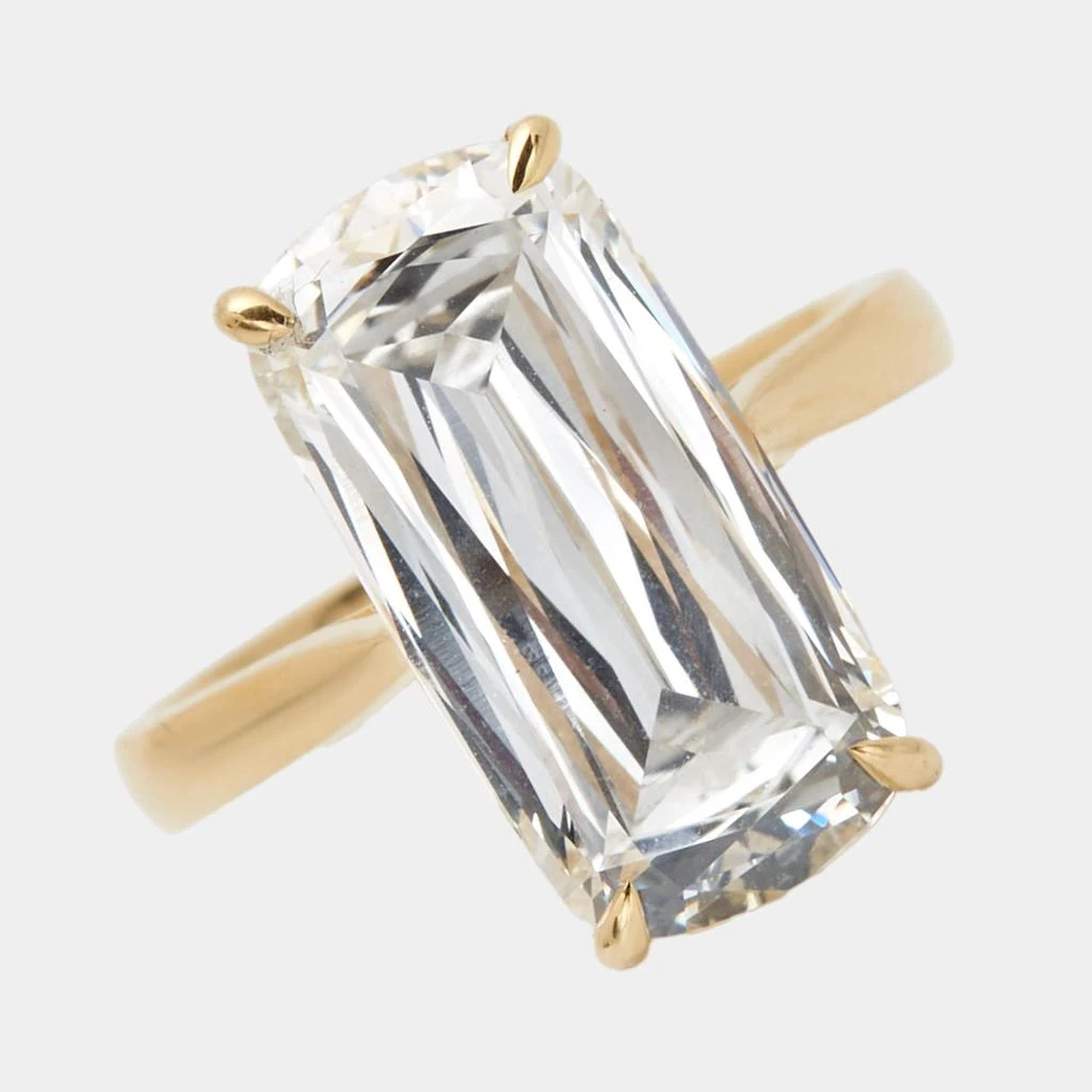 The Diamond Edit 7.20 cts Elongated Cushion 18k Yellow Gold Ring Size 51 6