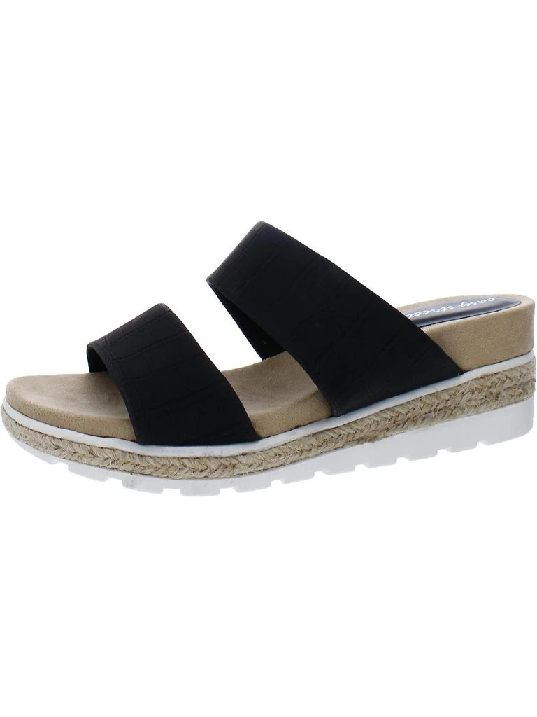 Easy Street Maryann Womens Faux Leather Animal Print Wedge Sandals 1