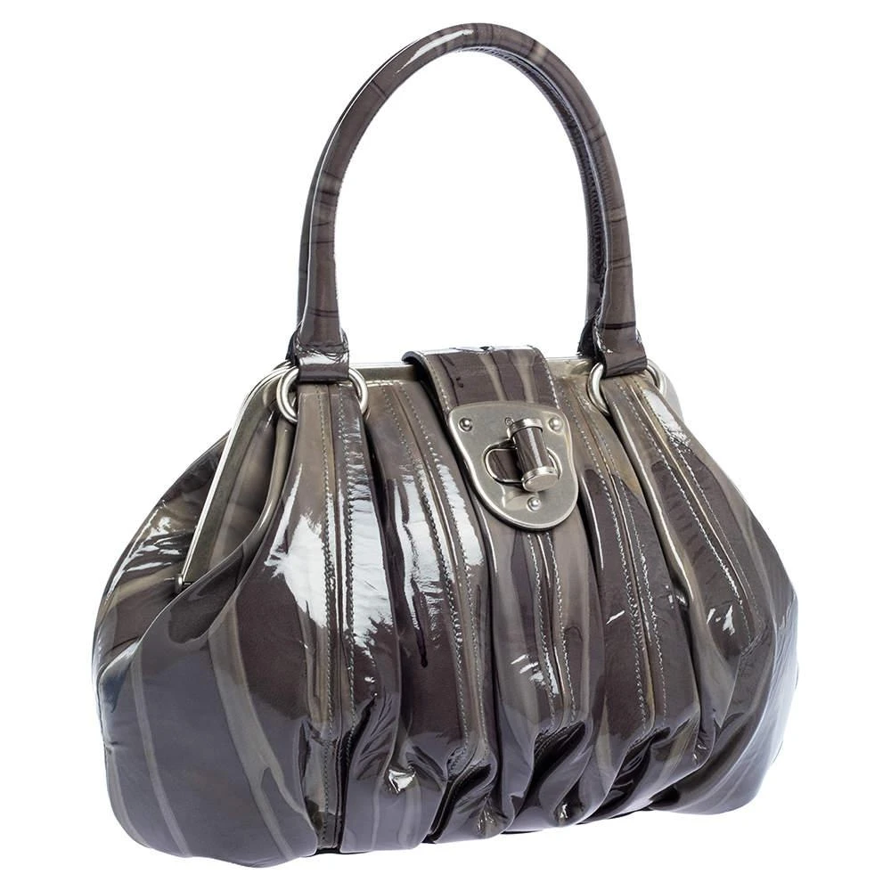 Alexander McQueen Alexander McQueen Grey Patent Leather Elvie Satchel 3