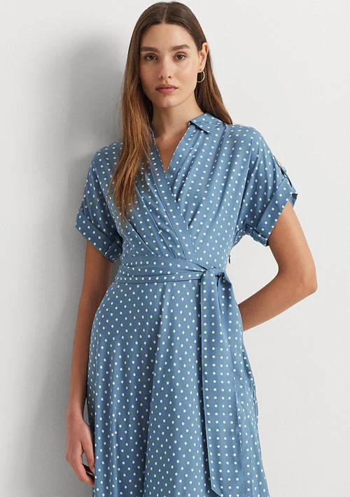 Lauren Ralph Lauren Ralph Lauren Polka Dot Belted Crepe Dress 3