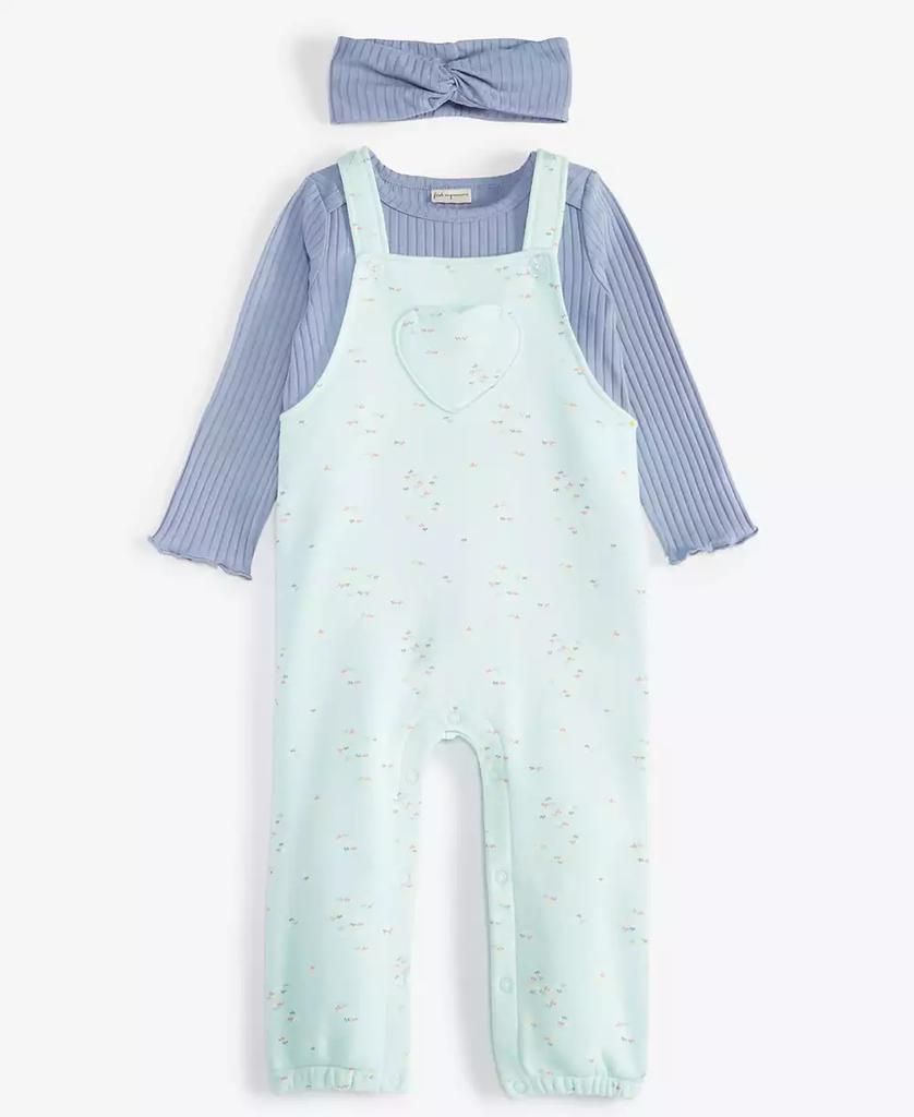 First Impressions Baby Girls Headband, Bodysuit & Fleece Overalls, 3 Piece Set, Created for Macy's