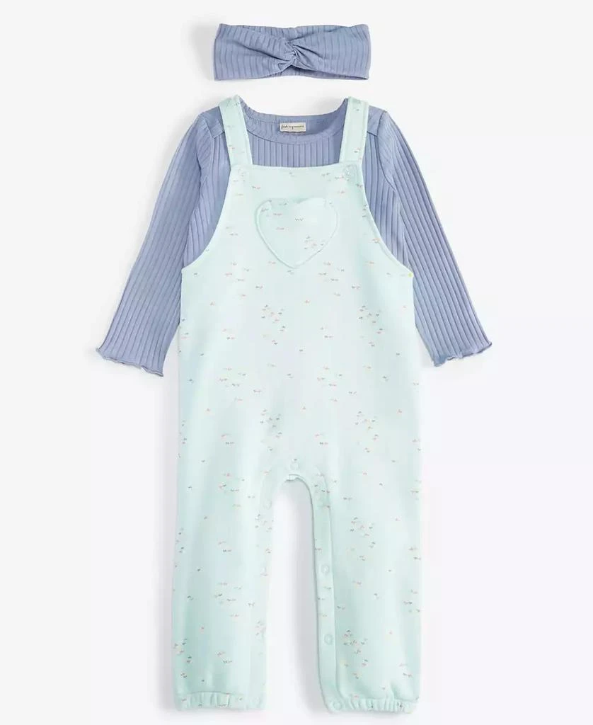 First Impressions Baby Girls Headband, Bodysuit & Fleece Overalls, 3 Piece Set, Created for Macy's 1