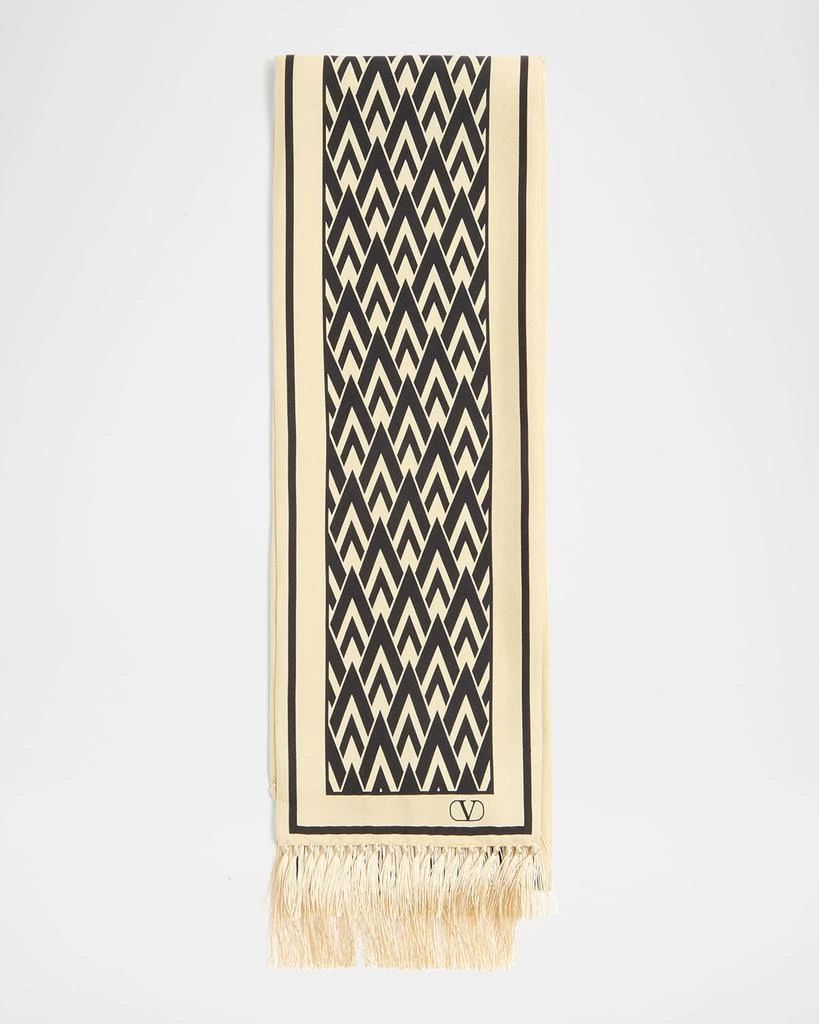 Valentino Toute La V Bandeau Scarf with Fringe