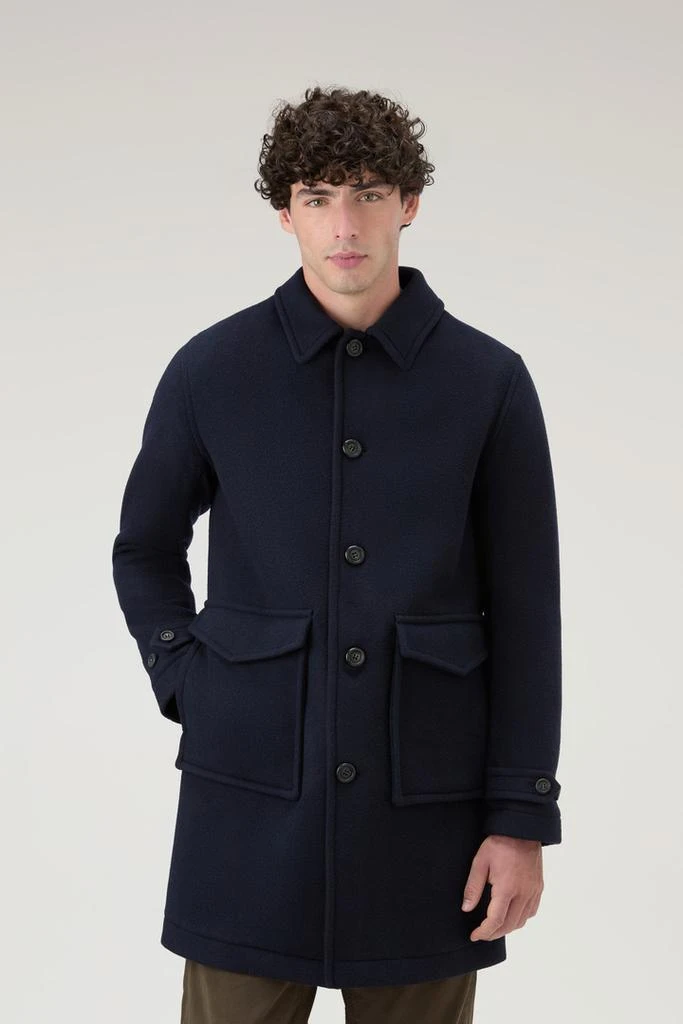 Woolrich Coat in Recycled Italian Wool Blend - Men - Blue 4