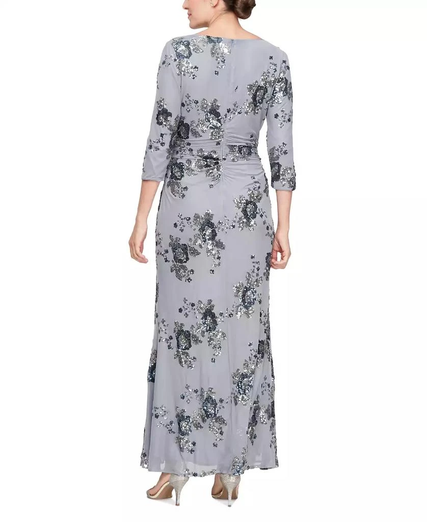 SL Fashions Womens' A-Line Floral Sequin Mesh Gown 2
