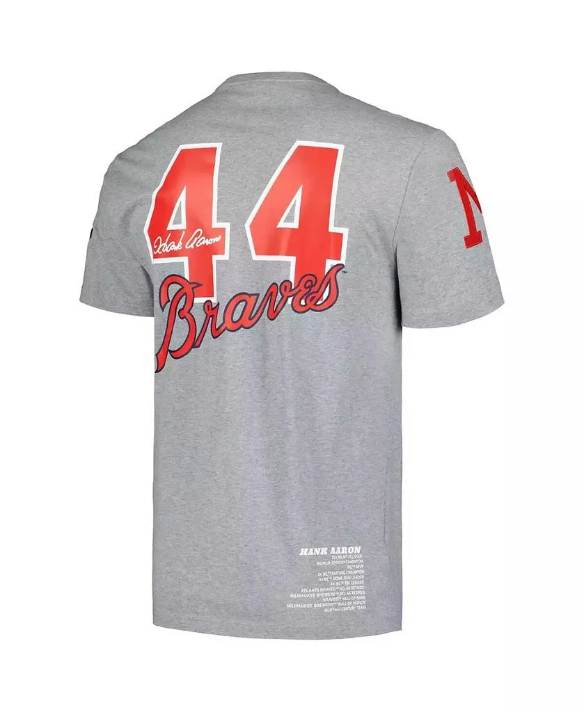 Mitchell & Ness Mitchell Ness Men's Hank Aaron Heather Gray Milwaukee Braves Cooperstown Collection Legends T-Shirt 2