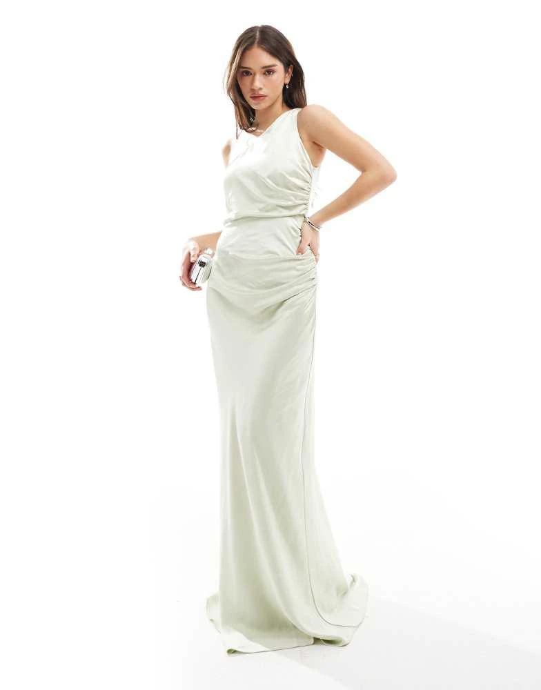 Shop Six Stories Bridesmaid asymmetric cowl satin maxi dress in mint green  on Sale at BeyondStyle  Get 65% Off Six Stories Bridesmaid asymmetric cowl satin  maxi dress in mint green with