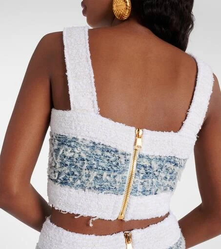 Balmain Tweed denim crop top 5