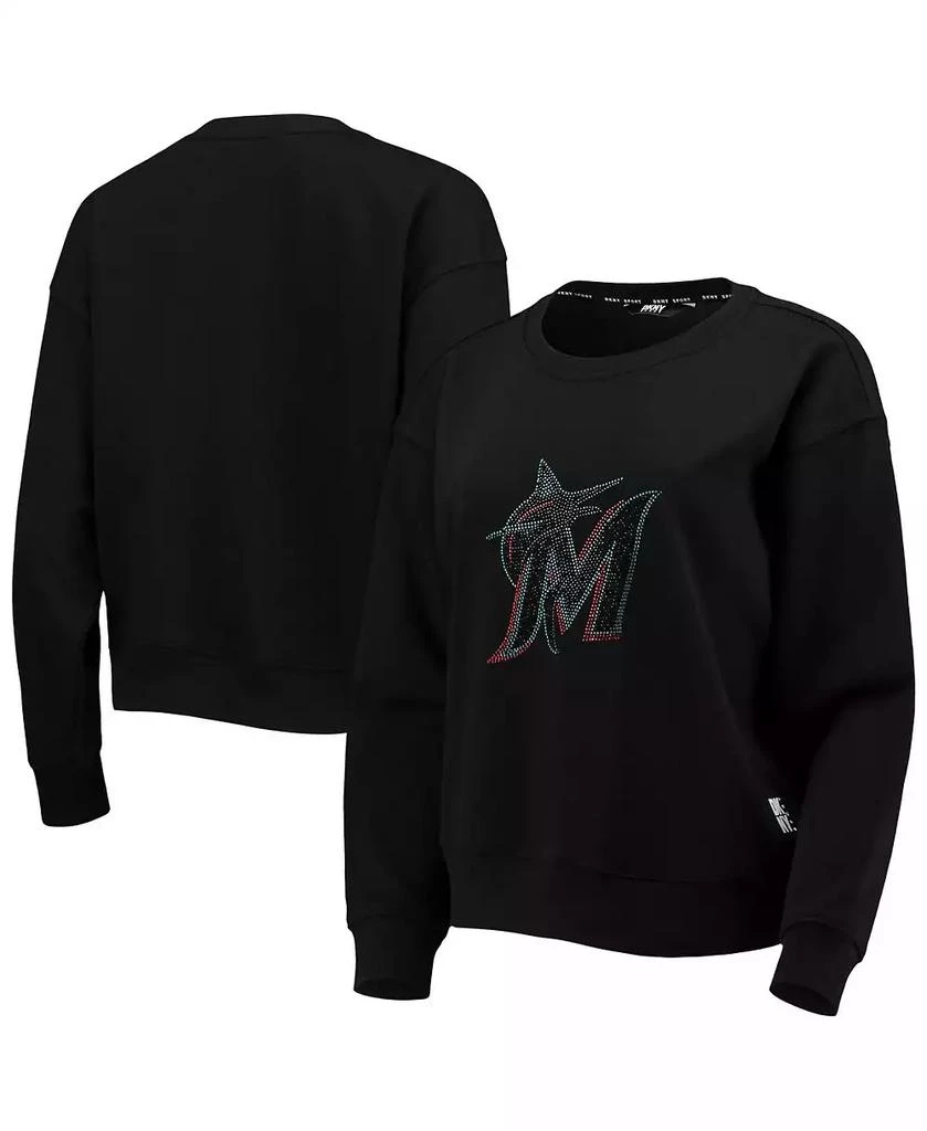 DKNY Women's Black Miami Marlins Carrie Pullover Sweatshirt 1