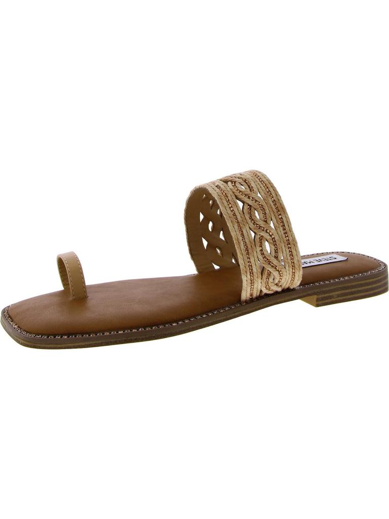 Steve Madden Laguna Womens Faux Leather Braided Slide Sandals