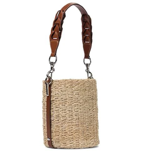 Prada Raffia and leather bucket bag 4