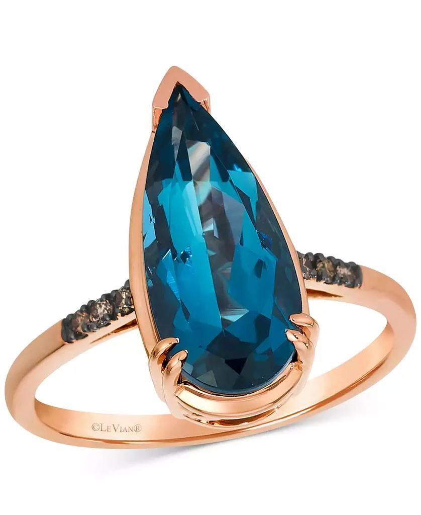 Le Vian Chocolatier® Deep Sea Blue Topaz™ (3-1/2 ct. t.w.) 
Chocolate Diamond® (1/20 ct. t.w.) Ring in 14k Rose Gold 1