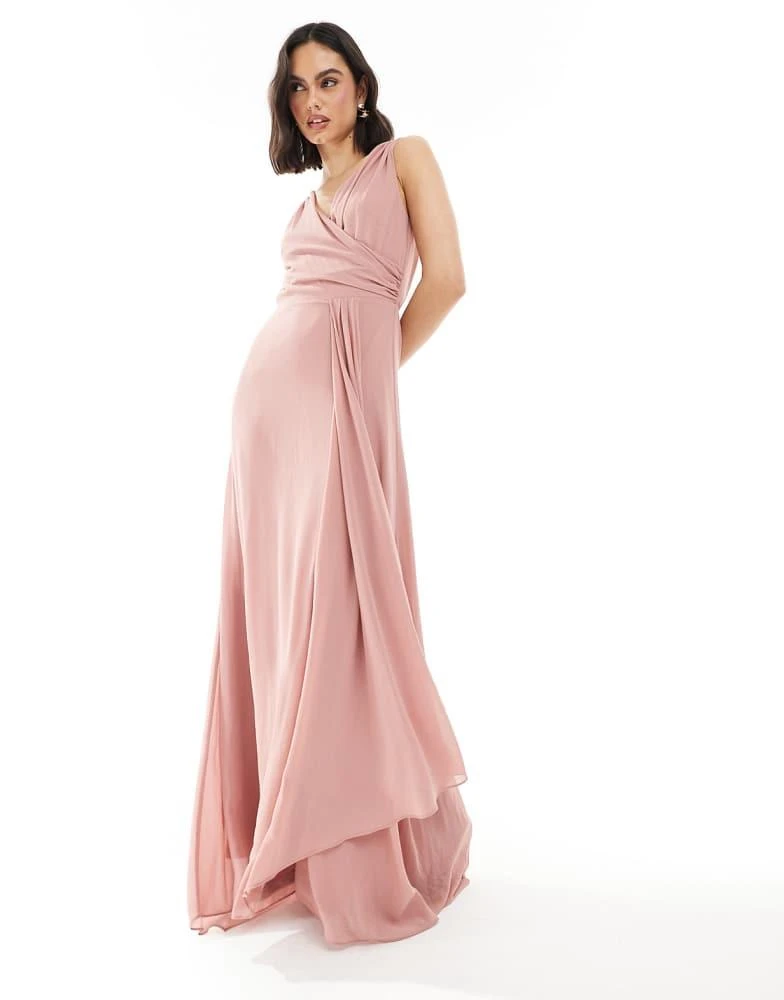 Shop TFNC Bridesmaid chiffon wrap front maxi dress with wrap skirt in dusky  pink on Sale at BeyondStyle  Get 71% Off TFNC Bridesmaid chiffon wrap  front maxi dress with wrap skirt