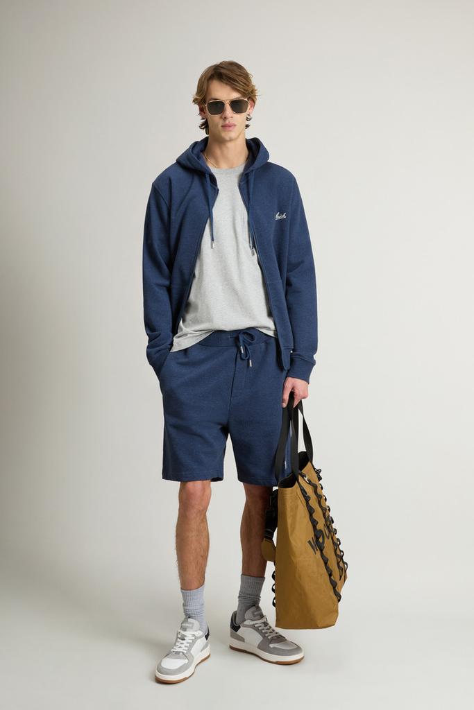 Woolrich Full-zip Hoodie in Pure Cotton Mouliné - Men - Gray