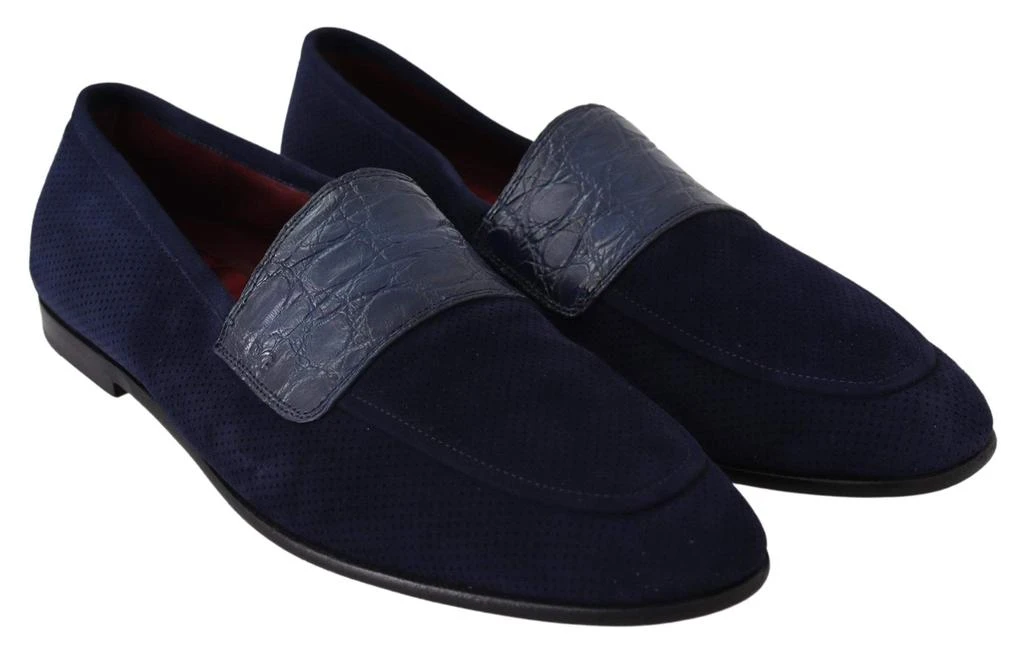 Dolce & Gabbana Dolce & Gabbana Blue Suede Caiman Loafers Slippers Shoes 5