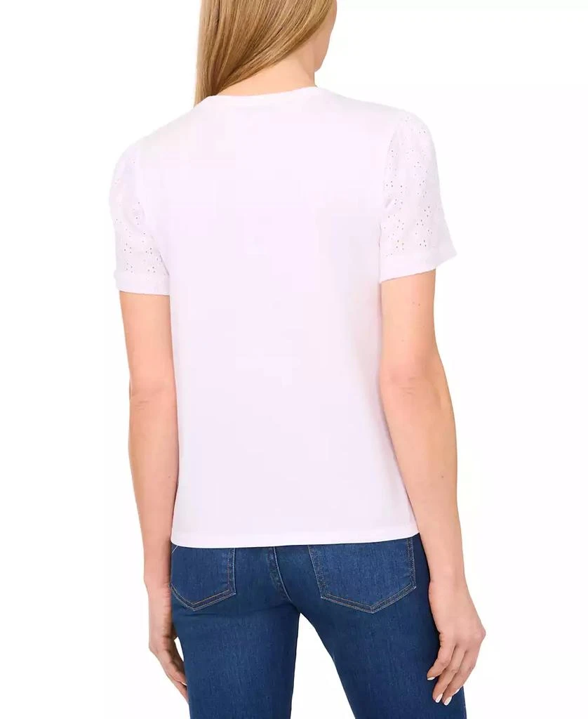CeCe Women's Cotton Eyelet-Sleeve Patch-Pocket T-Shirt 3