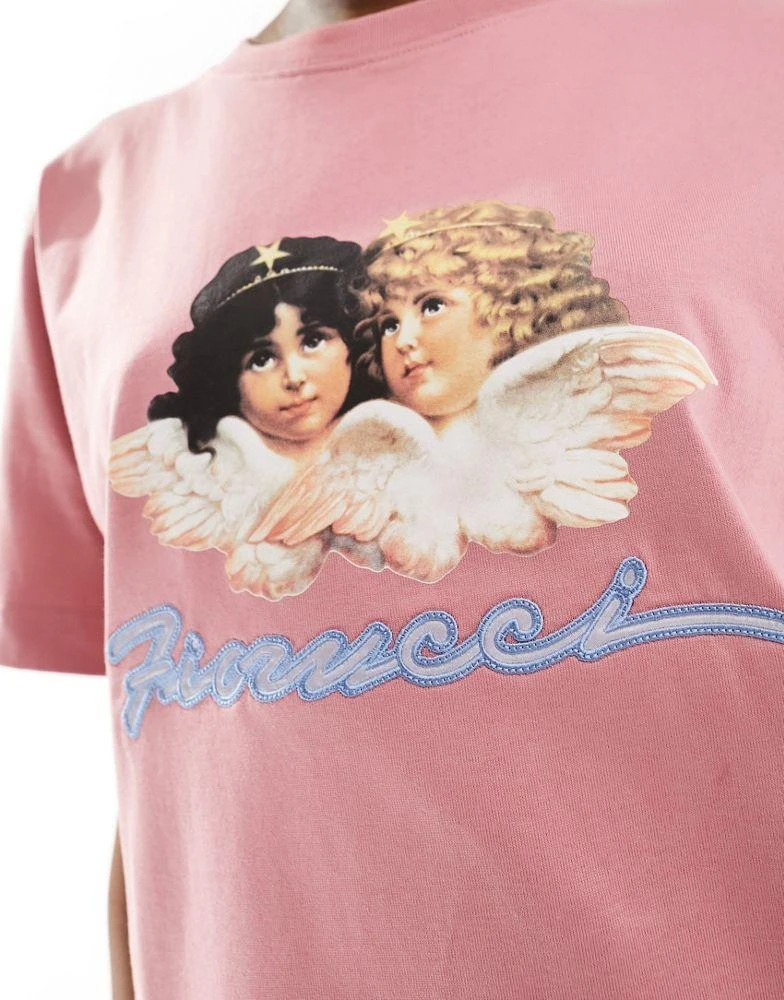 Fiorucci Fiorucci relaxed angel t-shirt with squiggle logo in washed pink 2