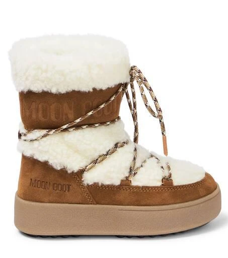 Moon Boot Jtrack Junior shearling and suede snow boots  4