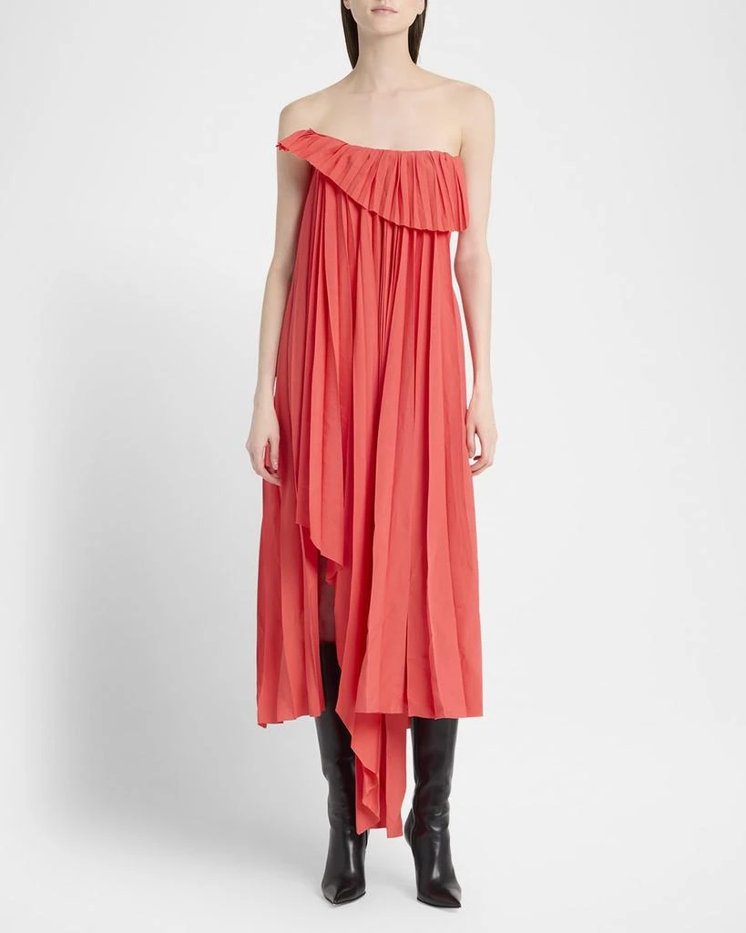 Alexander McQueen Strapless Plisse Asymmetric Midi Evening Dress 2
