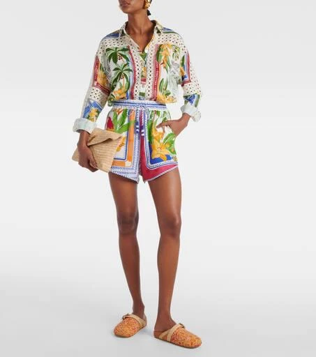 Farm Rio Tropical Destination linen-blend crochet shorts 2