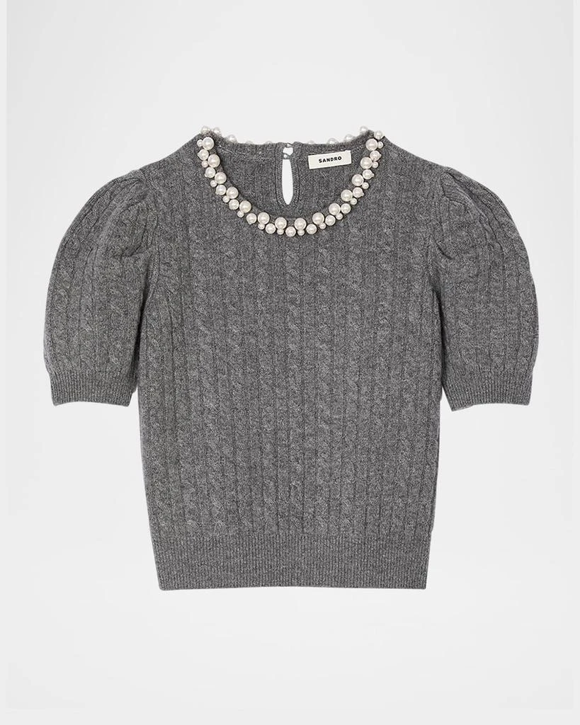 Sandro Madie Embellished Cable-Knit Sweater 1
