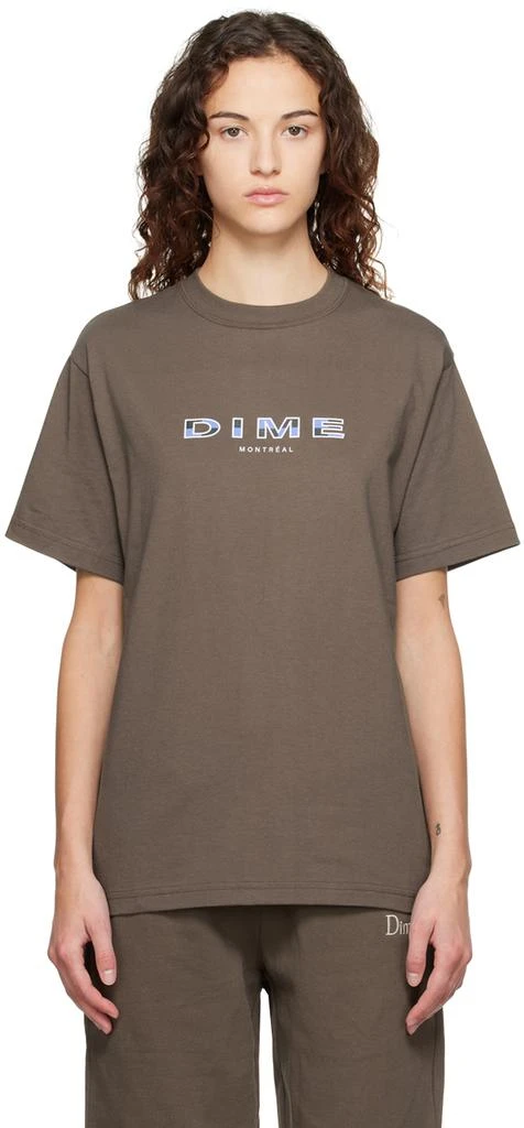Dime Brown Block Font T-Shirt 1