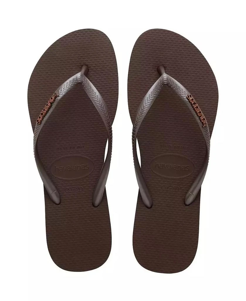 Havaianas Women's Slim Logo Metallic Round Toe Sandals 4